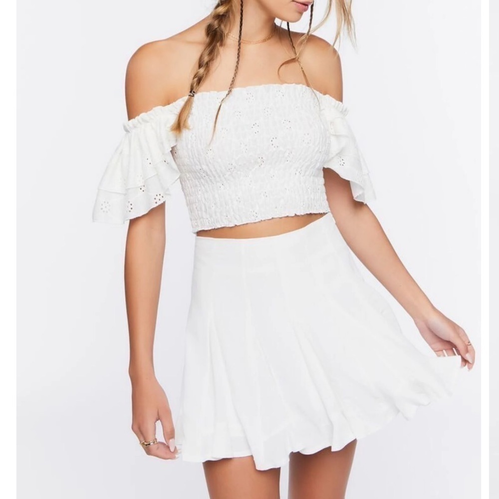 NWT Forever 21 a line mini skirt white size S